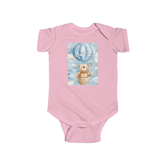 teddy bear hot air balloon watercolor Infant Fine Jersey Bodysuit