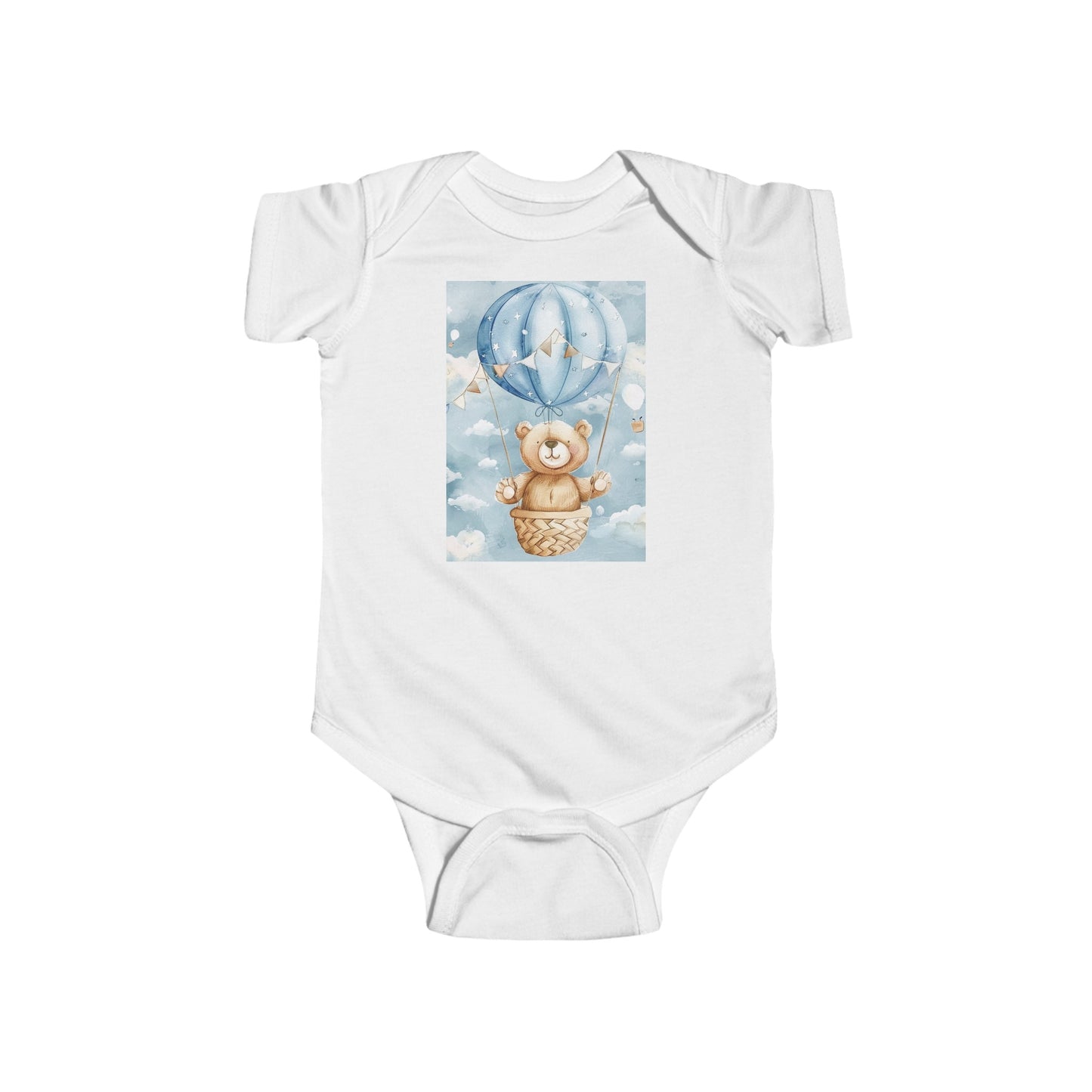 teddy bear hot air balloon watercolor Infant Fine Jersey Bodysuit