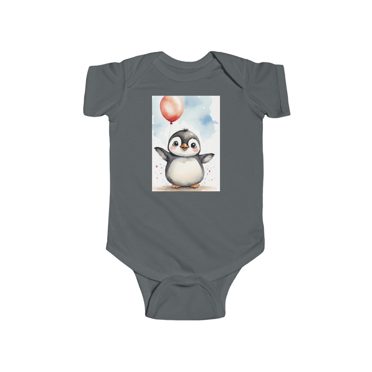 baby penguin balloon  watercolor Infant Fine Jersey Bodysuit