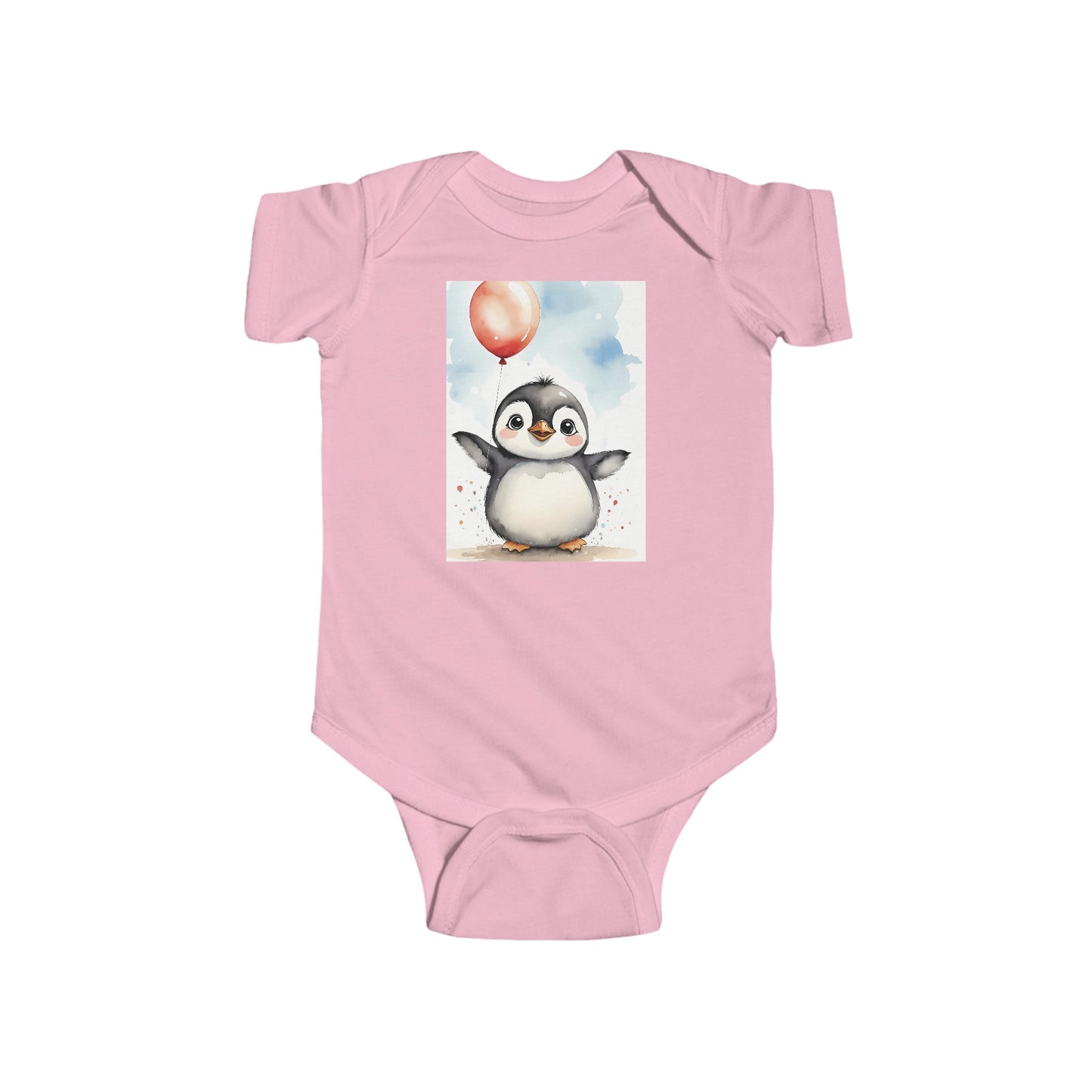 baby penguin balloon  watercolor Infant Fine Jersey Bodysuit