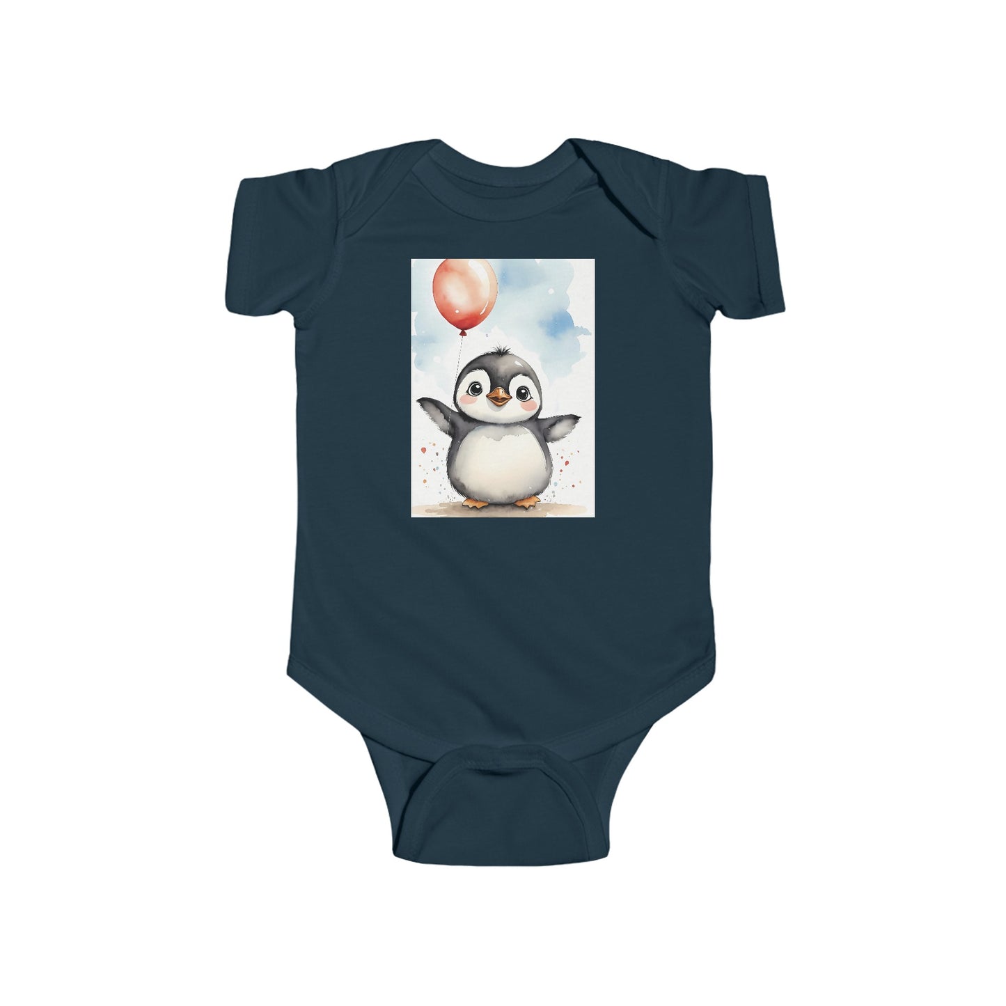 baby penguin balloon  watercolor Infant Fine Jersey Bodysuit