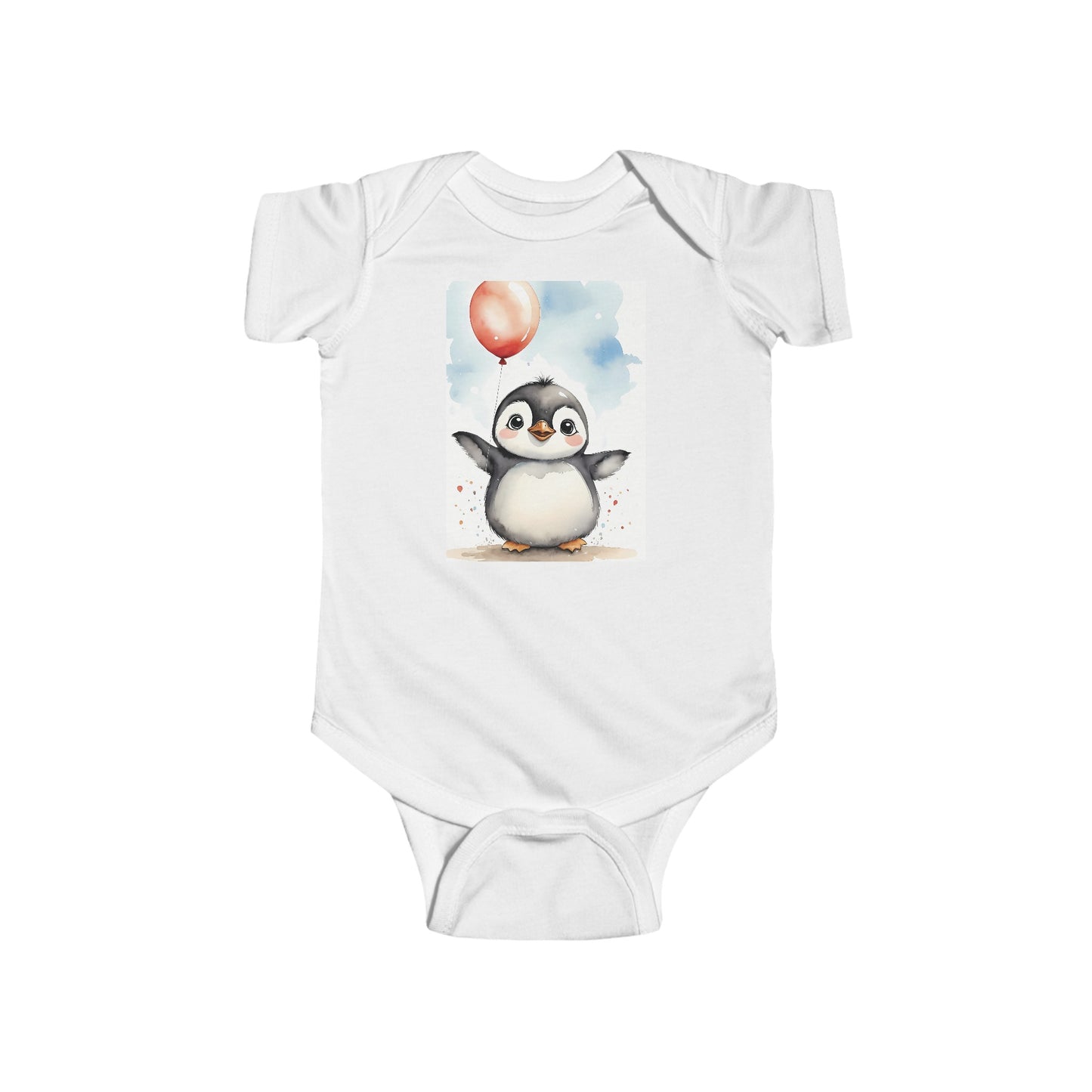 baby penguin balloon  watercolor Infant Fine Jersey Bodysuit