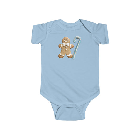 gingerbread man candy cane Infant Fine Jersey Bodysuit