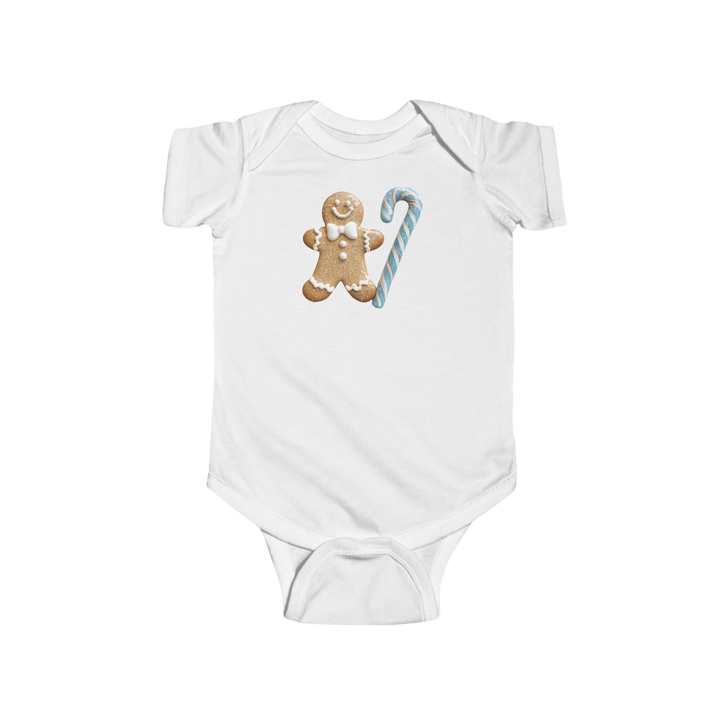 gingerbread man candy cane Infant Fine Jersey Bodysuit