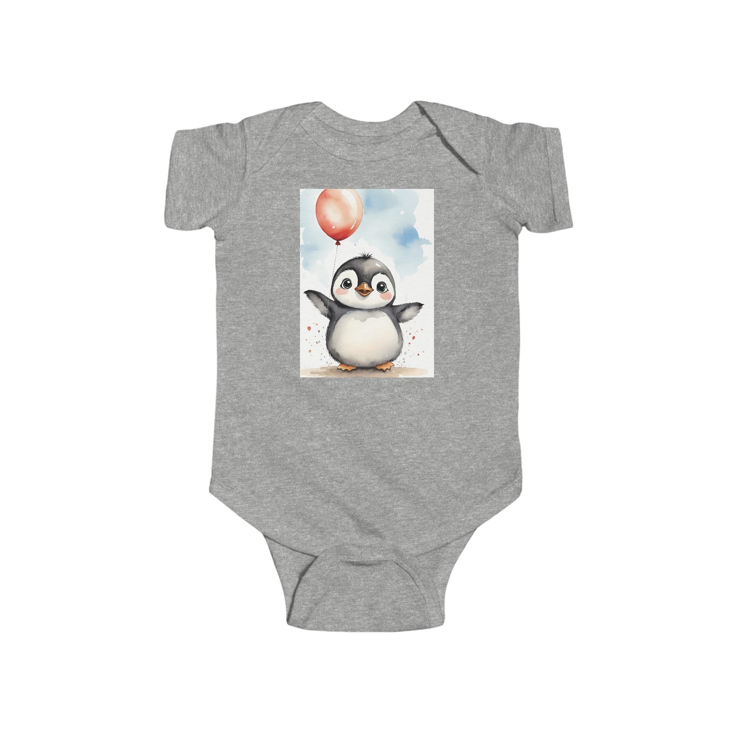 baby penguin balloon  watercolor Infant Fine Jersey Bodysuit