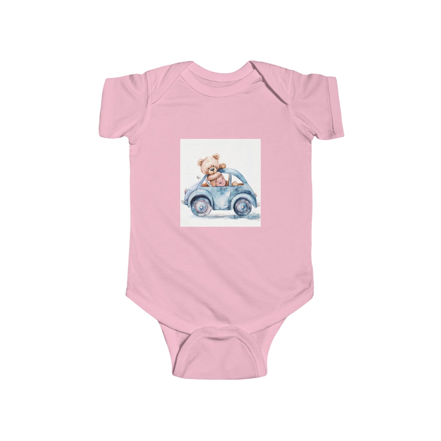 teddy bear car watercolor Infant Fine Jersey Bodysuit